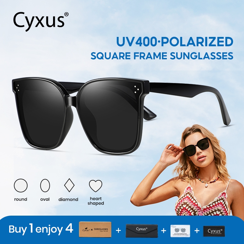 Cyxus แว่นตากันแดด เลนส์โพลาไรซ์ ป้องกันแสงสะท้อน ขนาดเล็ก สไตล์เรโทร แฟชั่นสําหรับผู้หญิง และผู้ชาย Uv400 1055