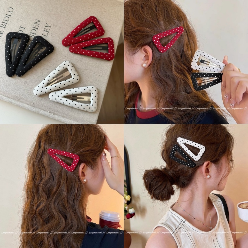 กิ๊บติดผมสามเหลี่ยมลายจุดโปลกาดอท สไตล์น่ารักสำหรับวัยรุ่น