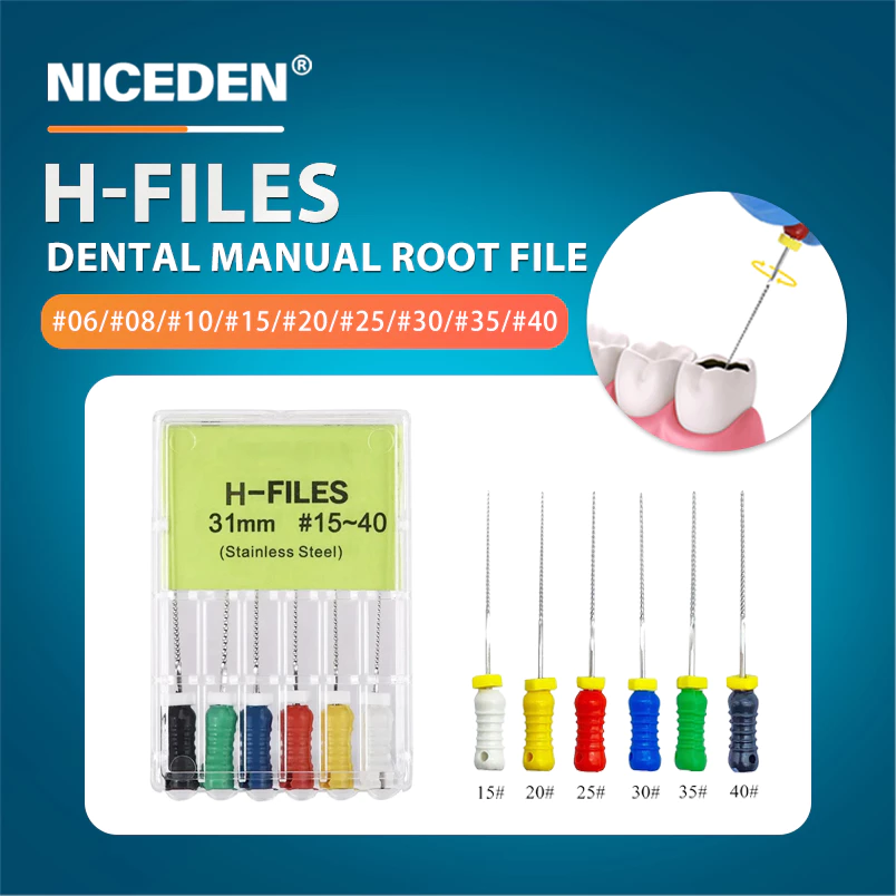 Niceden ทันตกรรม endo ไฟล์ H ไฟล์ 6 ชิ้น/แพ็ค 21/25 มม. ทันตกรรม Endodontics