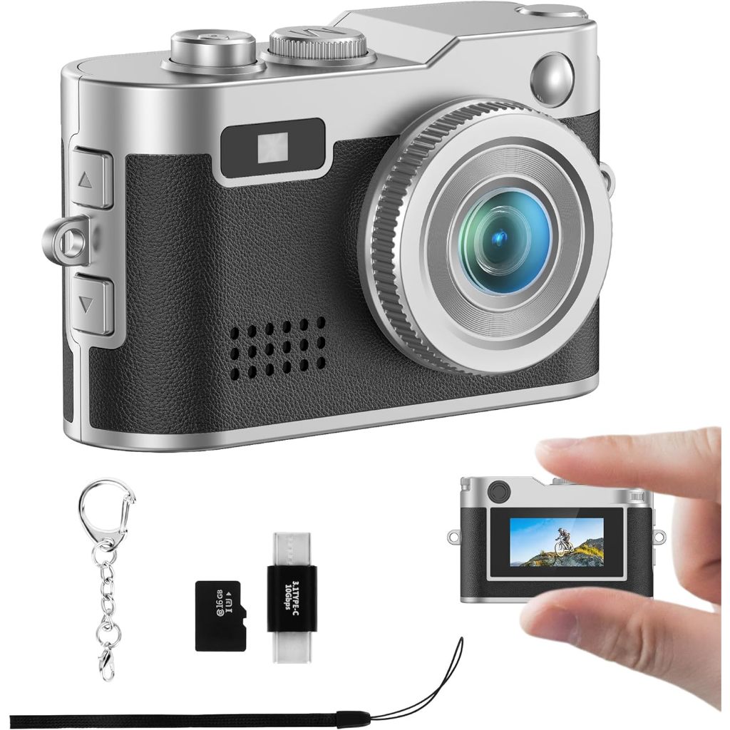 Mini camera กล้องดิจิตอล ขนาดมินิ สไตล์เรโทร ถ่ายวิดีโอ พร้อมหน้าจอ free16GB card