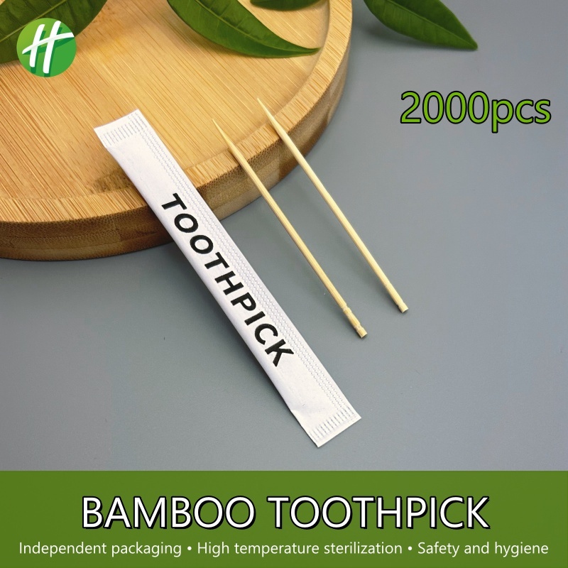 กล่อง 2000 ชิ้น ไม้จิ้มฟันไม้ไผ่ธรรมชาติ สําหรับบ้าน ร้านอาหาร โรงแรม