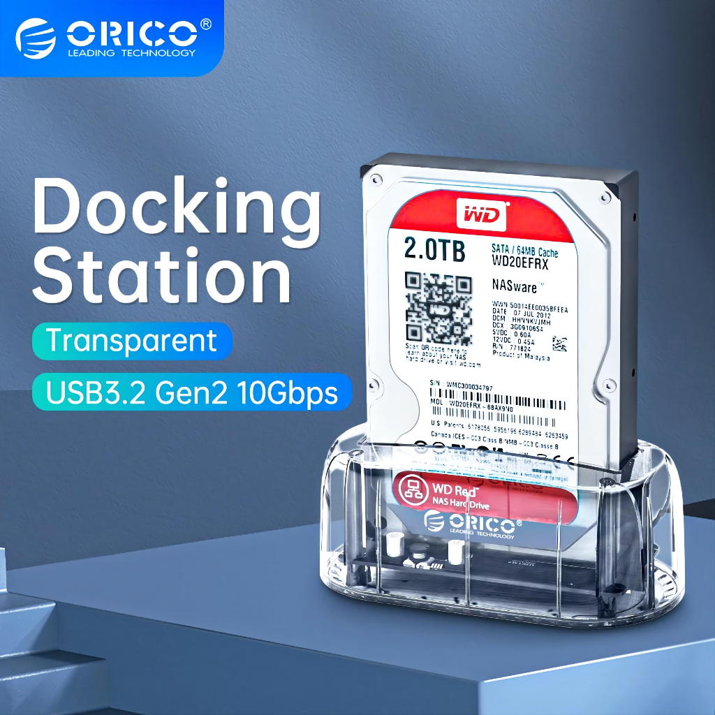 ORICO HDD Docking สําหรับ 2.5/3.5 นิ้ว HDD SSD รองรับ 18TB HDD SSD(6139)