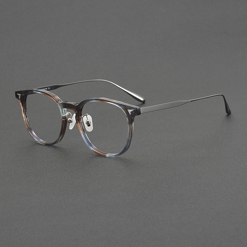 กรอบแว่นสายตาไทเทเนียมสีแดงแบบย้อนยุค ดีไซน์คลาสสิกพี-555MP - รูปที่ 7