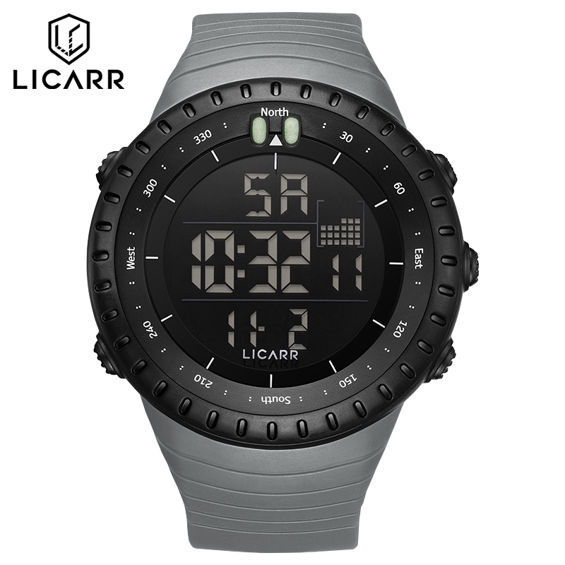 LICARR แฟชั่นชั้นนํานาฬิกาผู้ชายกีฬากันน้ําดิจิตอลยี่ห้อนาฬิกาปลุกวันที่นาฬิกาจับเวลา 9521