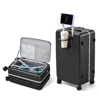 Hanke คุณภาพสูง กระเป๋าเดินทางเปิดด้านหน้า มีพอร์ต USB และที…