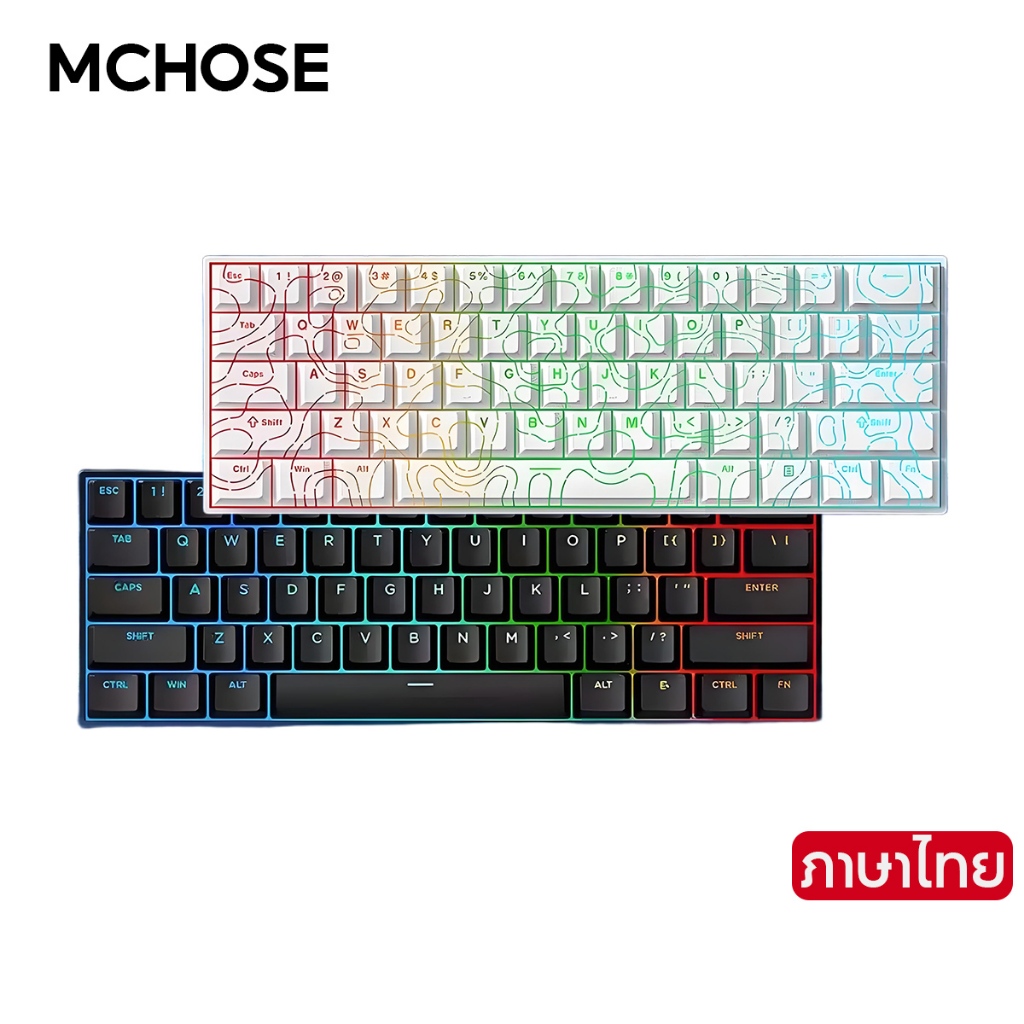 Mchose Ace60 สวิตช์แม่เหล็ก 8K 8000Hz เซ็นเซอร์ห้องโถงที่กําหนดเองคีย์บอร์ดเกมแบบมีสาย HE คีย์บอร์ด