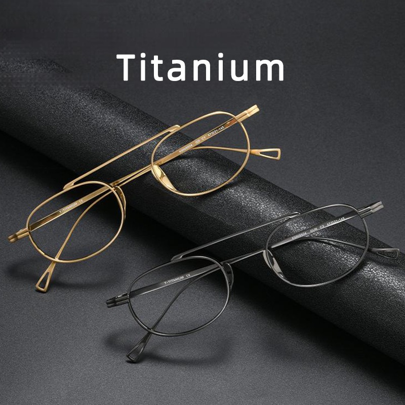 กรอบแว่นตา Ultralight Titanium KMN9504 ยี่ห้อ Designer สำหรับทั้งผู้ชายและผู้หญิง ดีไซน์คลาสสิกทรงรูปไข่ และทำมืออย่างประณีต