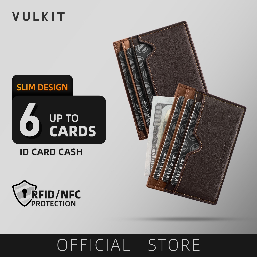 VULKIT-Slim Minimalist Wallet for Men RFID Blocking Leather Compact Front Pocket Wallet-VW132