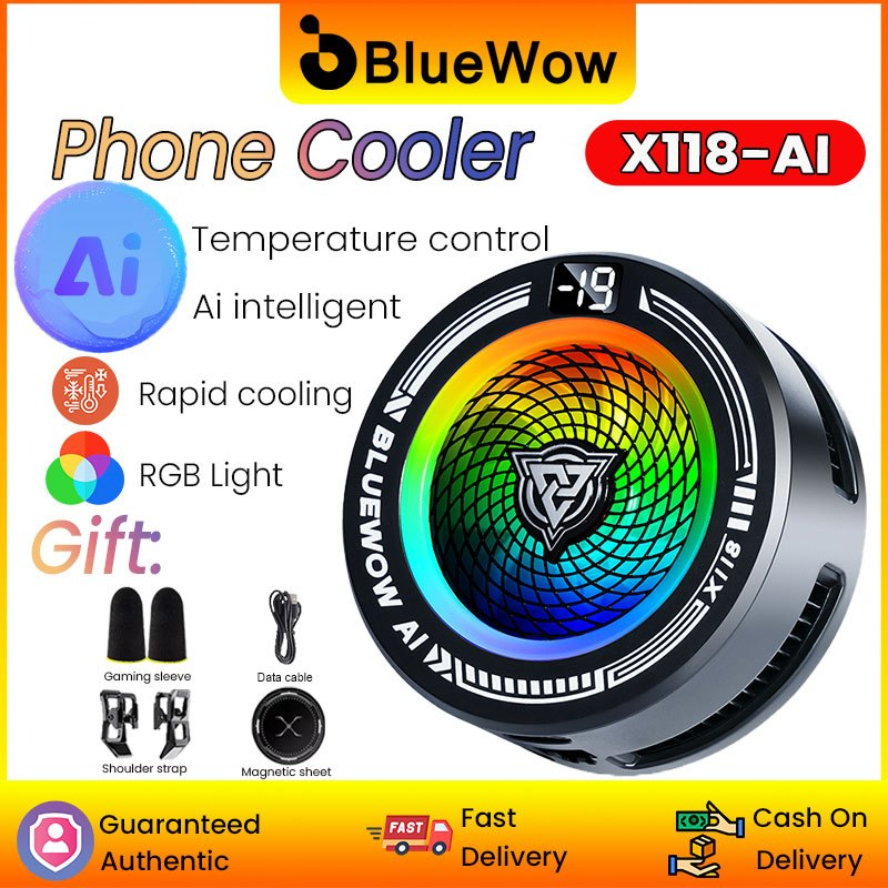 【Ai】BlueWow X118 โทรศัพท์คูลเลอร์สําหรับโทรศัพท์มือถือพัดลม Phablet Semiconductor หม้อน้ําโทรศัพท์มือถือ Gaming Cooler โทรศัพท์มือถือ