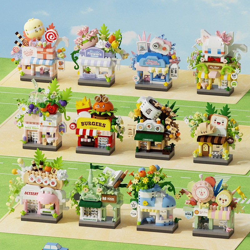 ของเล่น city view series budling Block Candy store pet store Assembly ความเครียดบรรเทาของเล่นสําหรับ