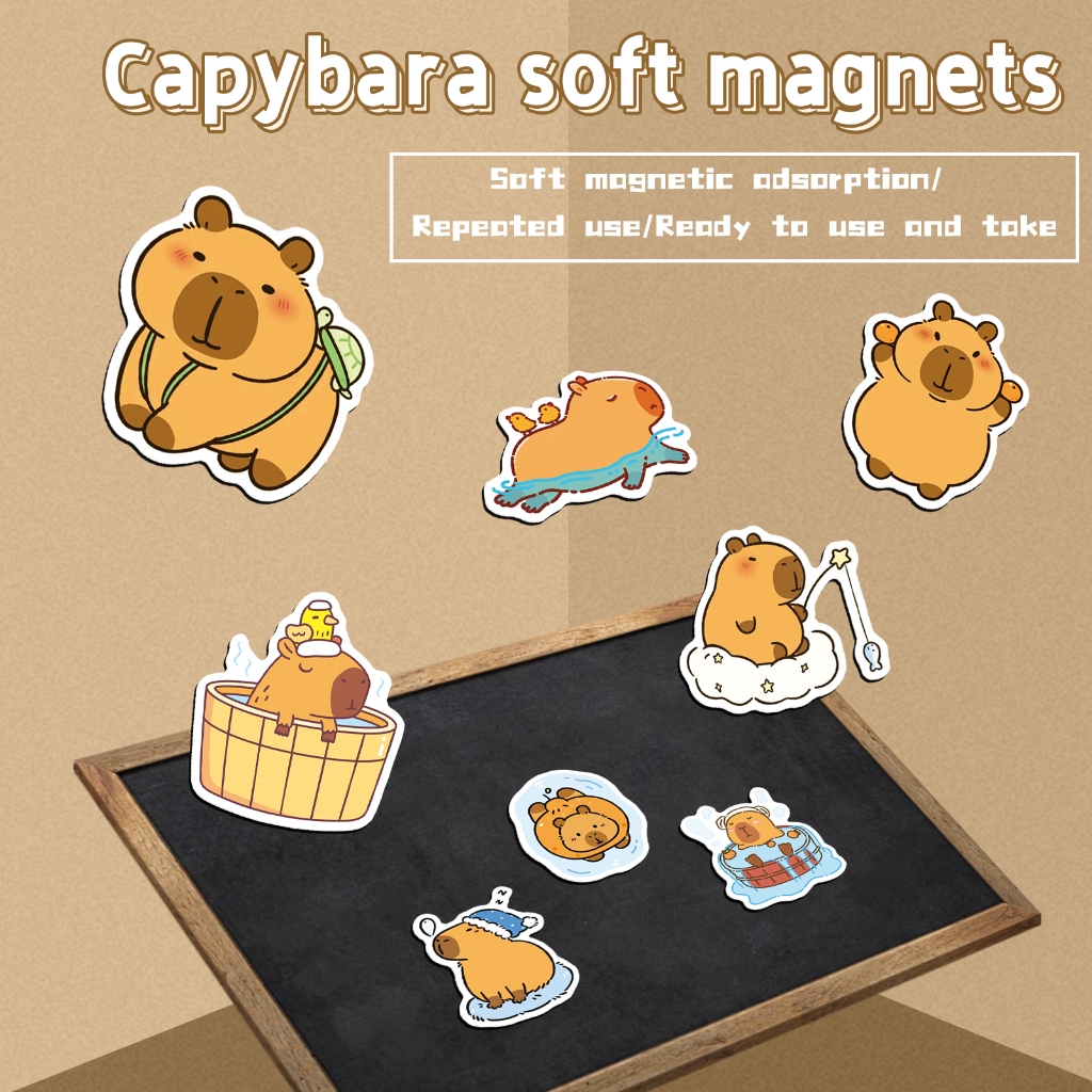 5/10/20PCS น่ารัก Capybara ตู้เย็นแม่เหล็ก/Pegboard อุปกรณ์ตกแต่ง/กระดานข้อความ/สติกเกอร์เอกสารสํานักงาน
