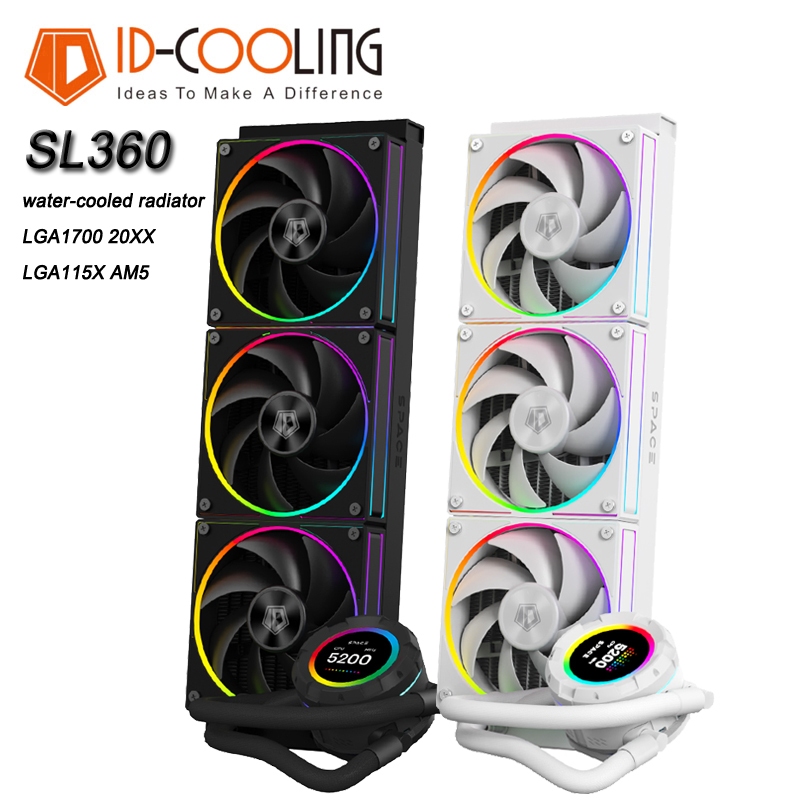 ID-COOLING SL360 หม้อน้ําระบายความร้อนด้วยน้ําในตัว 3Pin ARGB พัดลมเงียบ 2.1 นิ้วจอแสดงผล LCD FDB แบ