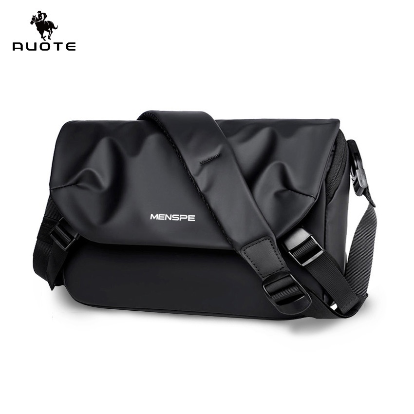 AUOTE กระเป๋าคาดเอวสำหรับผู้ชาย กันน้ำ ทรงอ็อกซ์ฟอร์ด ความจุขนาดใหญ่ กระเป๋าสะพายข้าง เรียบง่าย ลำลอง สปอร์ต