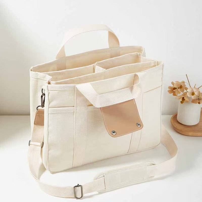 เกาหลี Multi-Grid Mother Baby Mommy Bag Outing กระเป๋าผ้าใบกระเป๋าถือกระเป๋าสะพายข้างกระเป๋าหลายช่อง