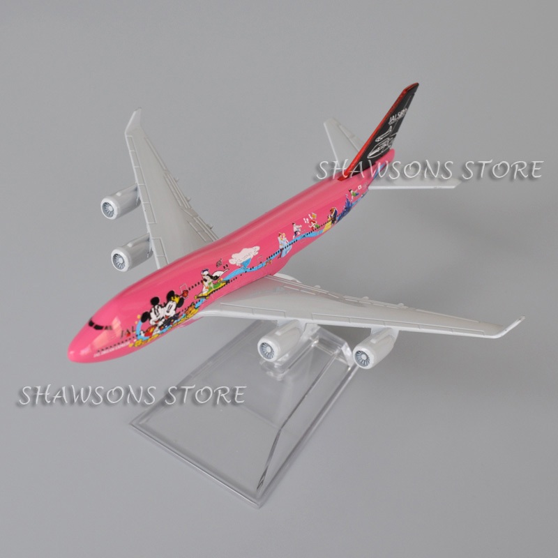 1:400 Scale Diecast Model Plane Toy Japan Airlines JAL Boeing 747 Mickey Minnie Painting Replica
