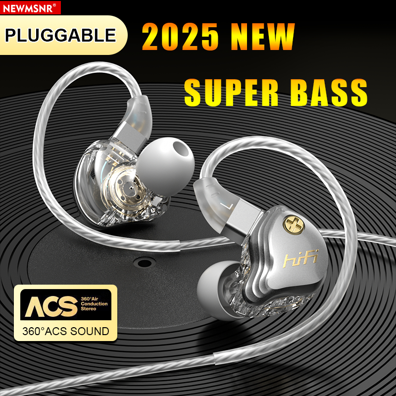NEWMSNR 2025 Type-c/3.5mm ใหม่ Super Bass หูฟังแบบมีสาย 360 ° ชุดหูฟังเสียง ACS HD Call ไม่มีหูฟังดีเลย์คุณภาพเสียงไฮไฟหูฟังคาราโอเกะเกม