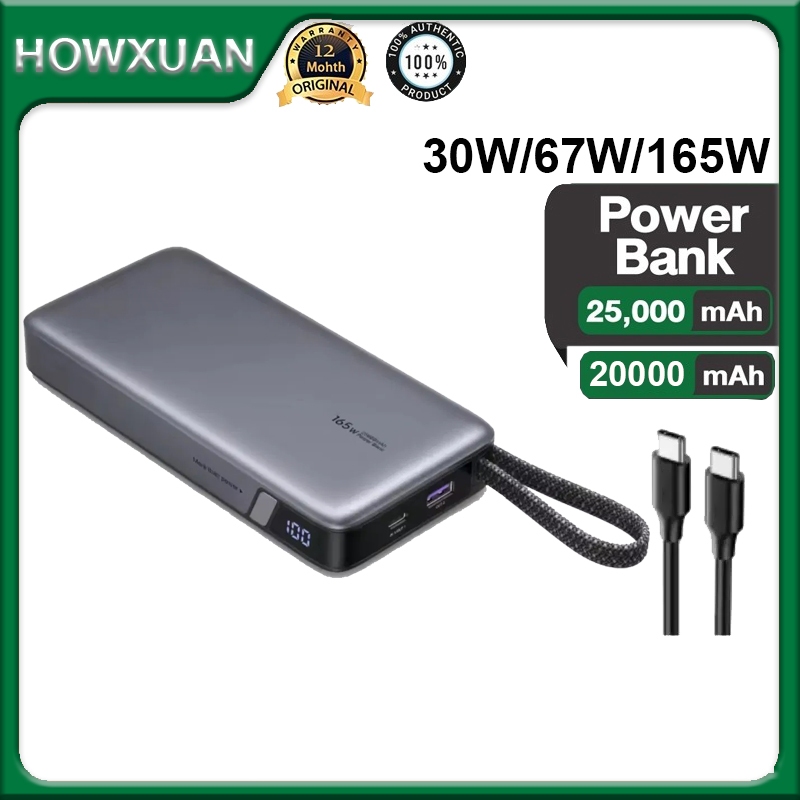 Howxuan By UGREEN Nexode Power Bank 165W 25000mAh 67W 30W 20000mAh Portable Charger PD3.0 Power Bank