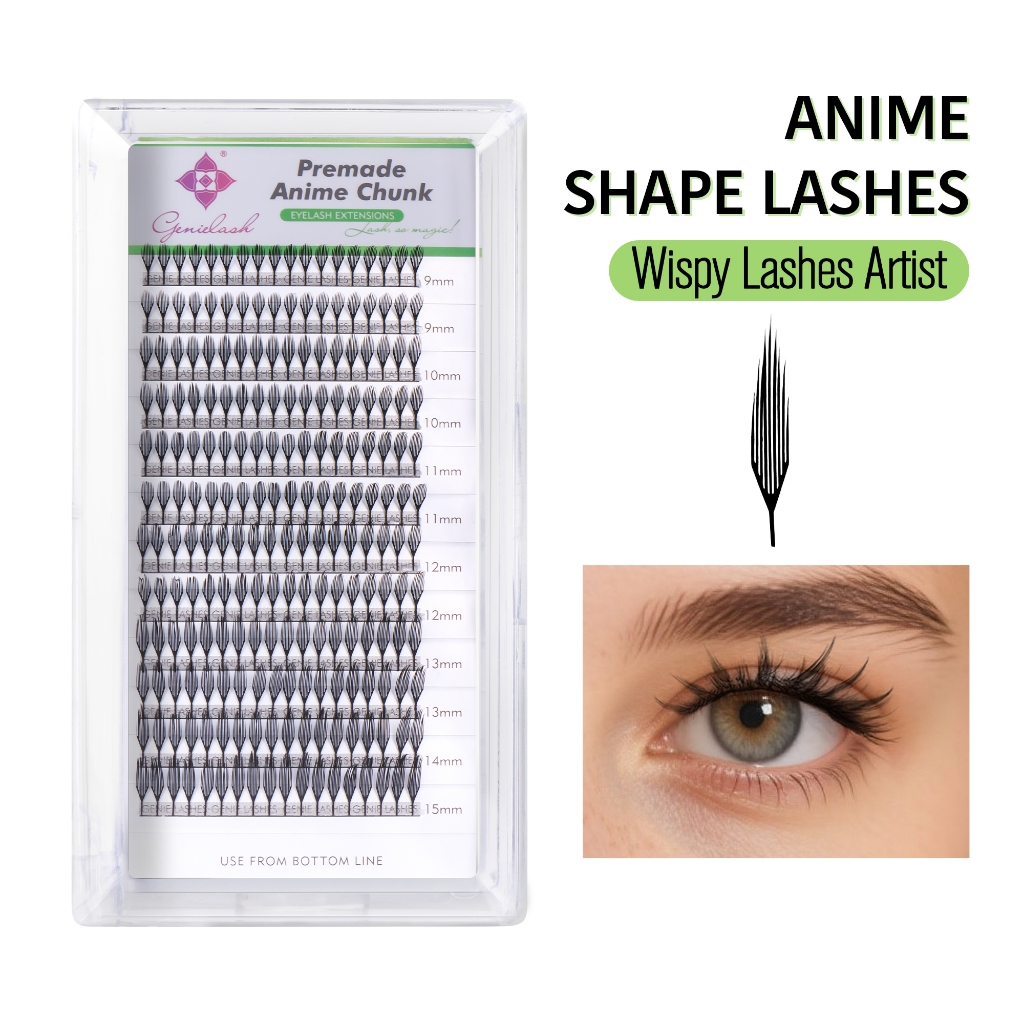 [Ultra Air Series]GENIELASH Anime Chunk และ Anime Wing Premade Feather Light Eyelash Extensions Spire ขนตาปลอม