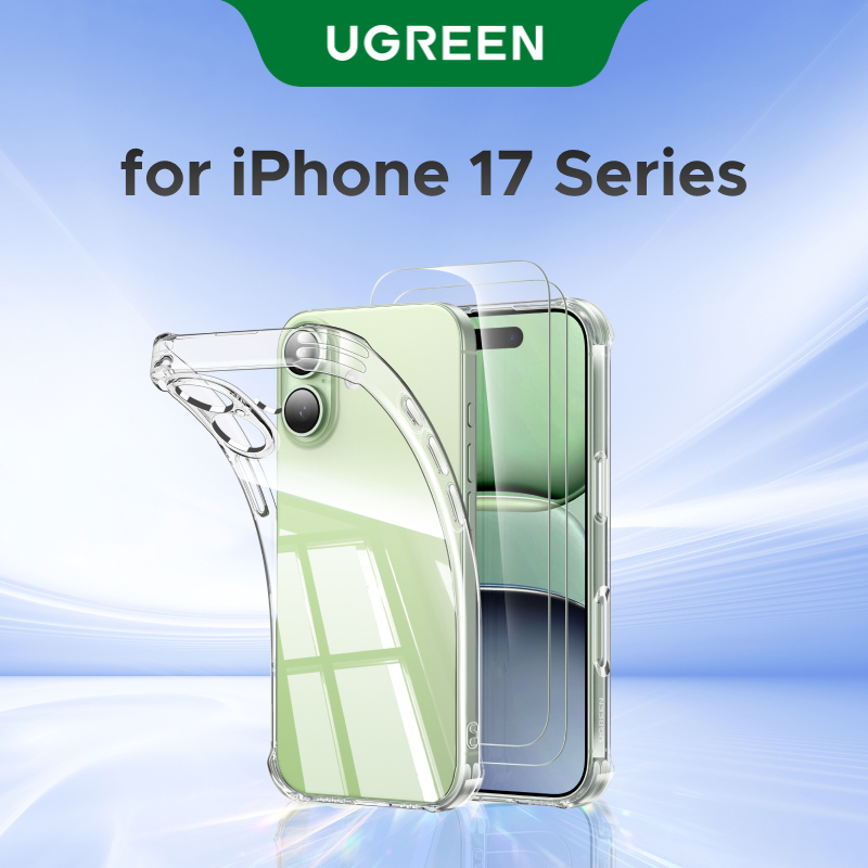 【for iPhone 17 Series】UGREEN เคสโทรศัพท์มือถือป้องกันการตกแบบใส ฟิล์มนิรภัยใสพิเศษ 2 ชิ้น เครื่องมือ