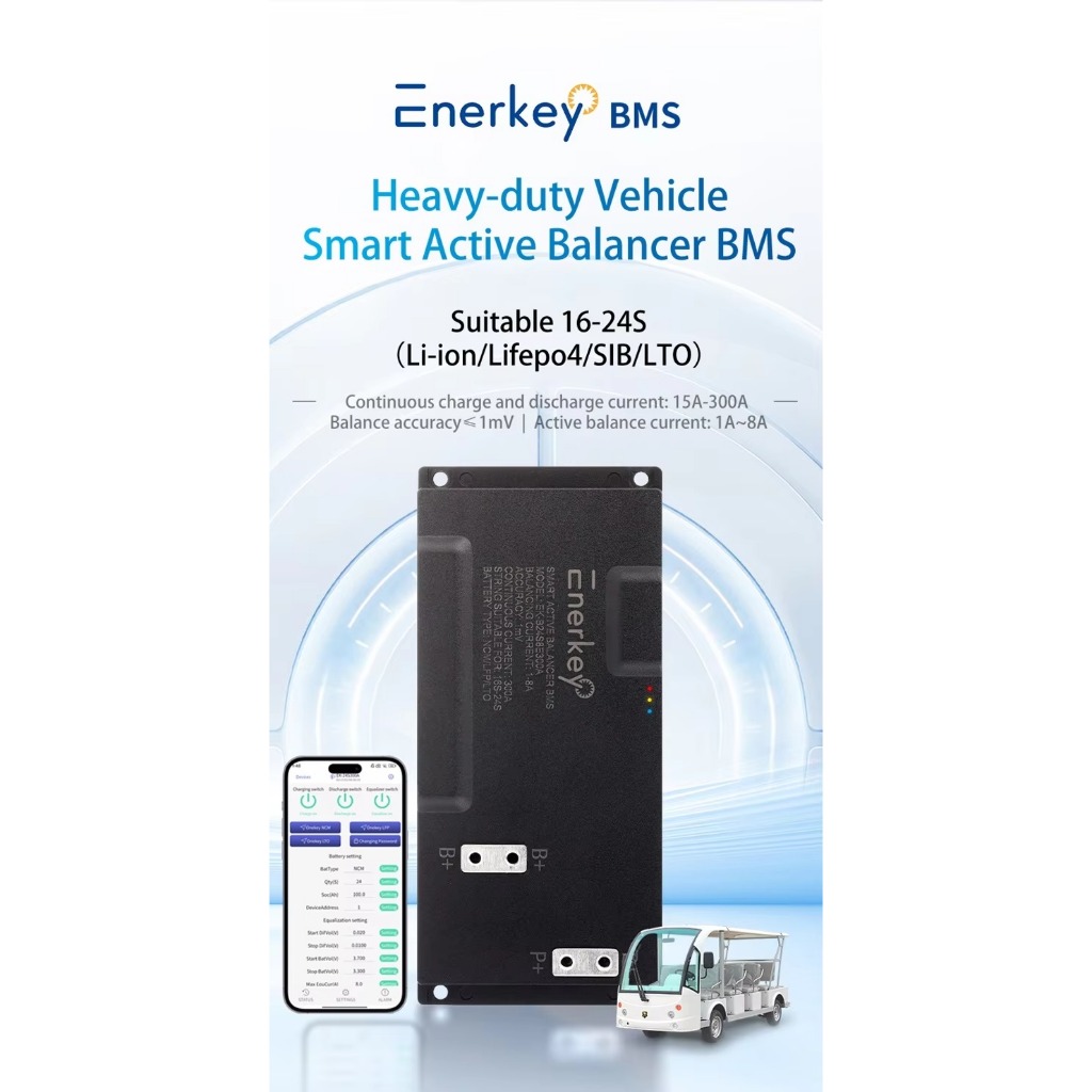 Enerkey Protection Board แผงป้องกันแบตเตอรี่ 16S-24S 200A 250A 300A BMS 8A Active Balance BT/CAN/RS4