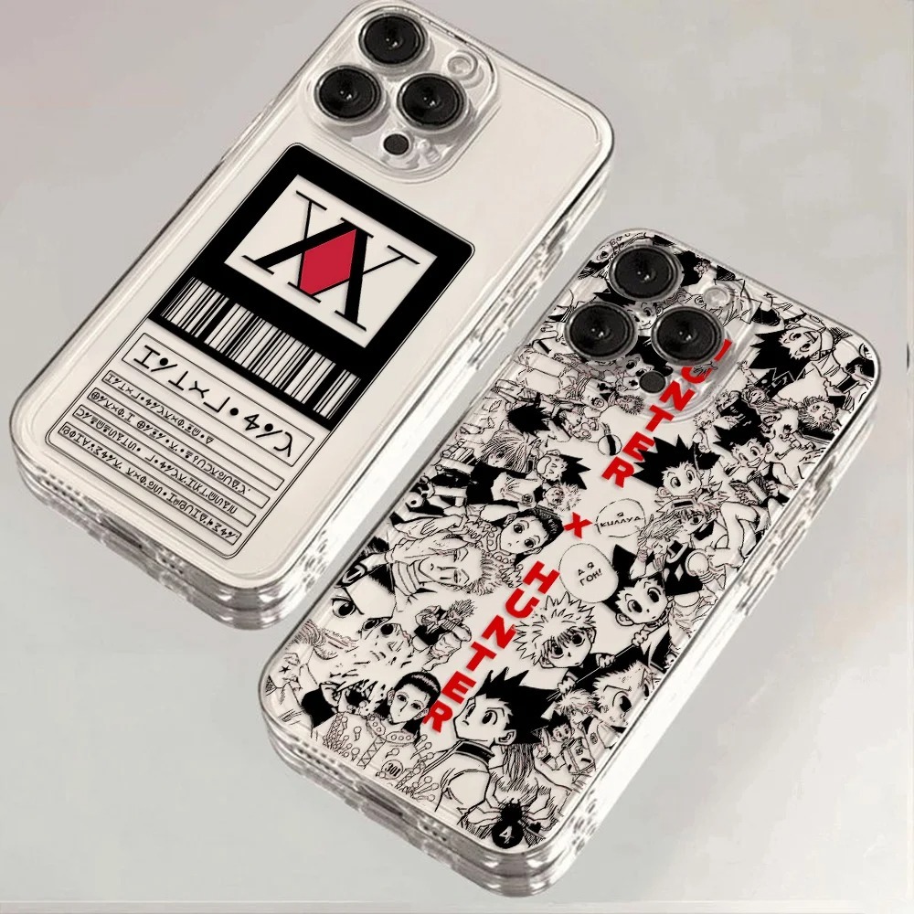 ฝาครอบโปร่งใสสีดํา HUNTERHUNTER ร้อนอะนิเมะเคสโทรศัพท์สําหรับiPhone 16 15 14 13 12 11 Mini Pro Max X XR XSMax 7 8 Plus SE20