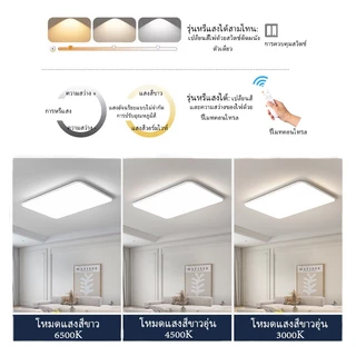 GOGEOUS โคมไฟเพดาน LED ปรับความสว่างได้ ปรับโทนแสงได้ (3000K-6500K) ไฟเพดาน แสงนุ่มนวลไม่แยงตา ดีไซน์บางโมเดิร์น สำหรับห้องนอน ห้องครัว รับประกัน 3 ปี