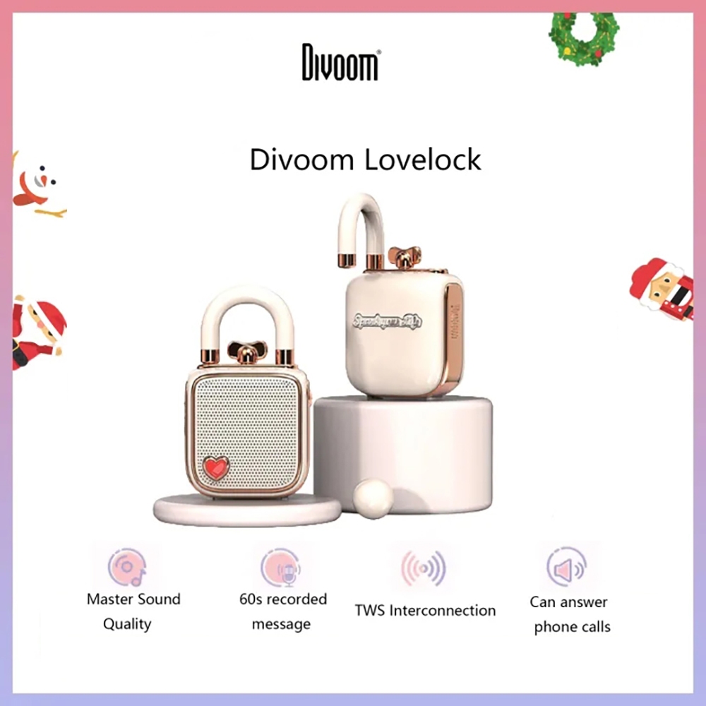 ลําโพงบลูทูธแบบพกพา Divoom LoveLock ดั้งเดิม ดีไซน์มีสไตล์ย้อนยุคน่ารักขนาดเล็ก กล่องเสียง 5W
