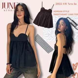 [พร้อมส่ง] JUNE STUDIO เสื้อแฟชั่นผู้หญิง เสื้อเกาะอกคล้องคอ ทรงเข้ารูปเปิดหลัง สีดำ สไตล์เซ็กซี่ ใส่เที่ยว