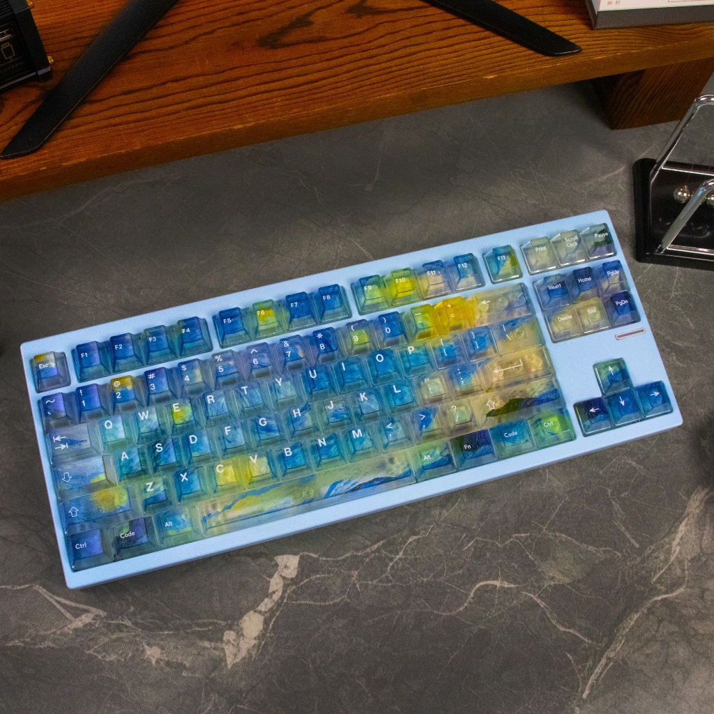 Van Gogh Starry Night Painting Keycap PC เชอร์รี่โปรไฟล์หมอกโปร่งใส Keycaps ชุดสําหรับคีย์บอร์ดแบบกลไก
