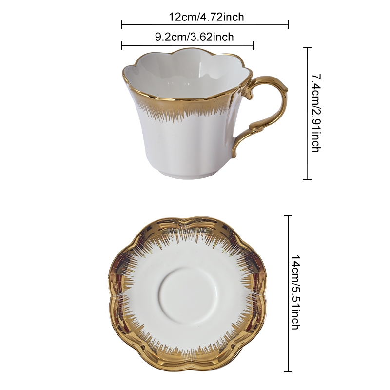 MBB ชุดถ้วยกาแฟ 4 ชิ้น (220 มล.) พร้อมการตัดแต่งสีทอง – 💘ของขวัญที่สมบูรณ์แบบสำหรับคนรักกาแฟ🎁 - รูปที่ 7