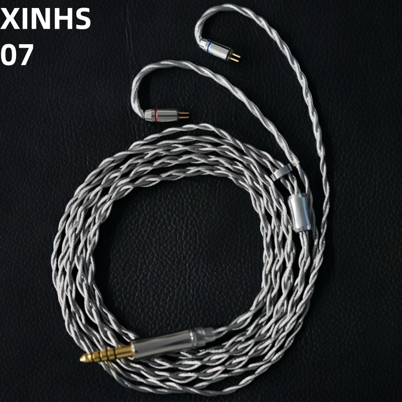 XINHS07 4-core single crystal copper silver plated+graphene gray high-purity HIFI earphone upgrade l