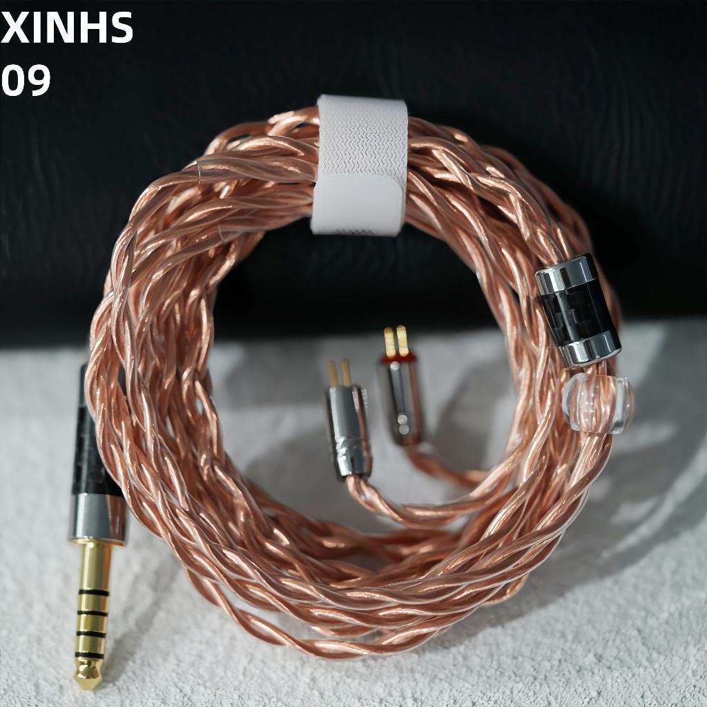 XINHS09 4-core ทองแดงคริสตัลเดี่ยว + ทองแดงคริสตัลเดี่ยวชุบเงิน 6N cross ทอ HIFI หูฟังอัพเกรดสาย