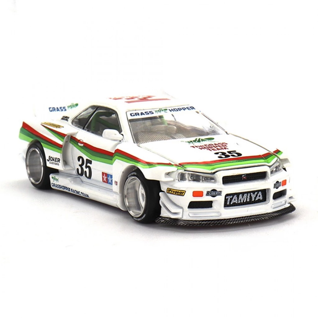 Mini GT x Kaido House KHMG167 1/64 Nissan Skyline GT-R R34 TAMIYA x KAIDO HOUSE The GRASSHOPPER V1 Diecast Scale รถโมเดล