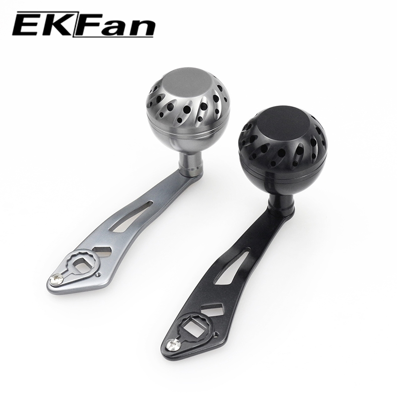 EKfan 90mm Aluminum Alloy single 35mm knob Baitcasting Fishing Reel handle for shimano daiwa 8*5/7*4mm hole Lure Reel Handle DIY parts Big game reel left/right hand inchangeable