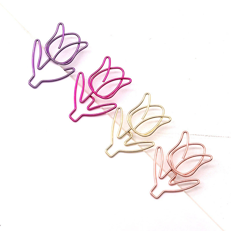 4 ชิ้น/เซ็ต Ins Hollow Tulip คลิปหนีบกระดาษ Kawaii สีสันโน้ตบุ๊ค Planner Bookmarks Binder คลิปตั๋วกระดาษเอกสาร Photo Clamps เครื่องเขียน Office Binding Supplies