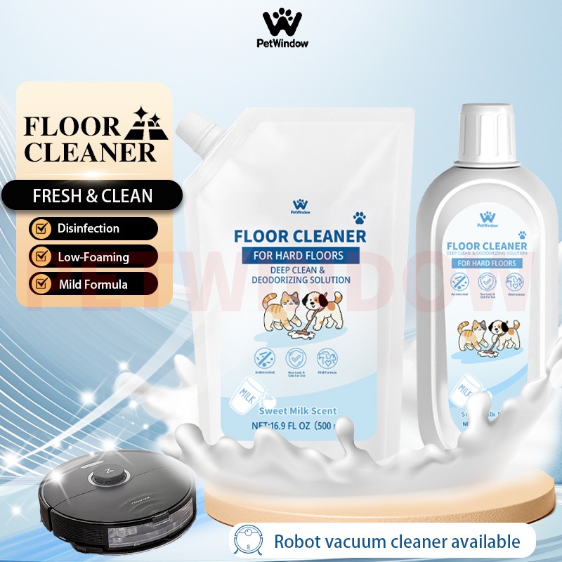 หน้าต่างสัตว์เลี้ยง®น้ํายาทําความสะอาดพื้น - Pet & Kid-Safe, Low Foam (500ml) เข้ากันได้กับ Tineco, Dreame, Roborock, Xiaomi & More