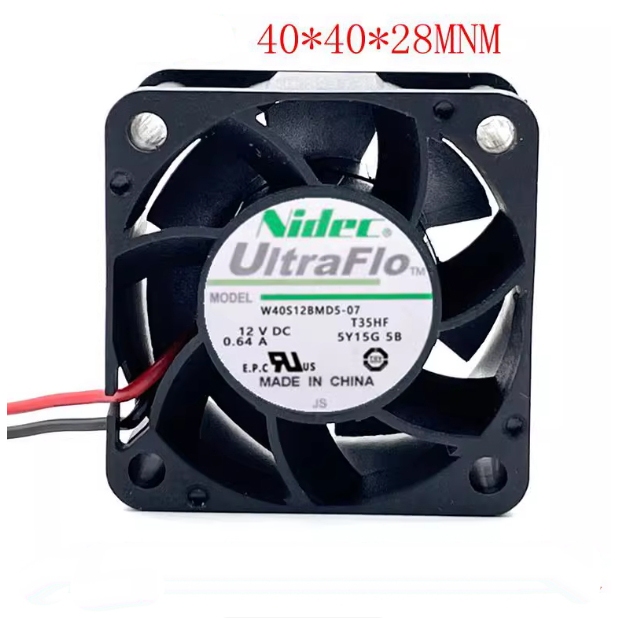 W40S12BMD5-07 Nidec 4028 12V 0.64A พัดลมระบายความร้อนพลังงานปริมาณอากาศสูง 4 ซม.