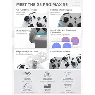 Machenike G5 Pro Series คอนโทรลเลอร์เกมแพดไร้สาย, Hall Linear Trigger ปุ่มกล 6 แกน Gyroscope การเชื่อมต่อ Tri-Mode สําหรับสวิตช์ไอน้ํา Windows PC แท็บเล็ตสมาร์ททีวี