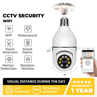 กล้อง IP Bulb 1080P พร้อมการตรวจจับ AI การติดตามมนุษย์ 355° Pan/Tilt, การมองเห็นได้ในเวลากลางคืนสี, เสียงสองทาง, แจ้งเตือนทันที, เชื่อมต่อ WiFi, เสียงโทรศัพท์มือถือ, เครือข่าย IP ไร้สาย Secu
