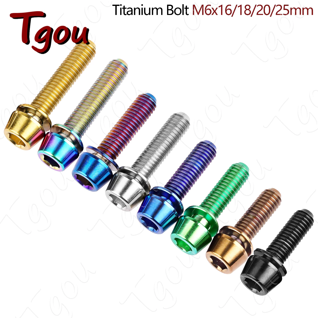 Tgou สลักเกลียวไทเทเนียม M6x16 18 20 มม. พร้อมสกรูหัวน็อต สําหรับดิสก์เบรกจักรยาน