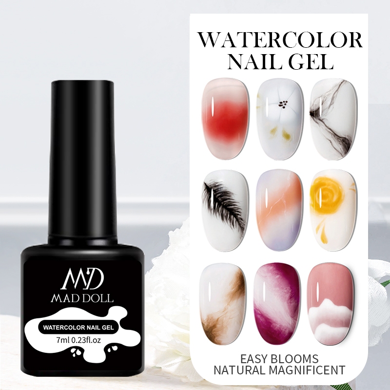 MADDOLL   BUY 4 GET 5%   Blooming gel ยาทาเล็บเจล UV LED ไล่โทนสีน้ํา 7 มล. สําหรับร้านเสริมสวย Bloom Gel ยาทาเล็บดอกไม้สีน้ํา Smudge Bubble Smoke Ink Effect ยาทาเล็บเคลือบเงา