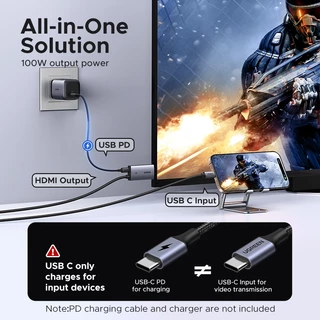 UGREEN สาย USB C to HDMI (4K@60Hz) Type C to HDMI Adapter Thunderbolt 4/3 to HDMI for Home Office เข้ากันได้กับ iPhone 16 Pro Max Plus, MacBook Pro