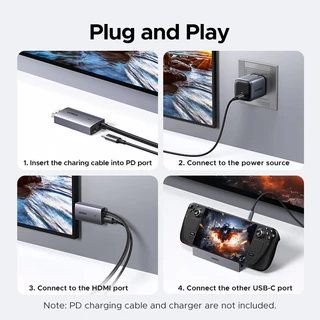 UGREEN สาย USB C to HDMI (4K@60Hz) Type C to HDMI Adapter Thunderbolt 4/3 to HDMI for Home Office เข้ากันได้กับ iPhone 16 Pro Max Plus, MacBook Pro