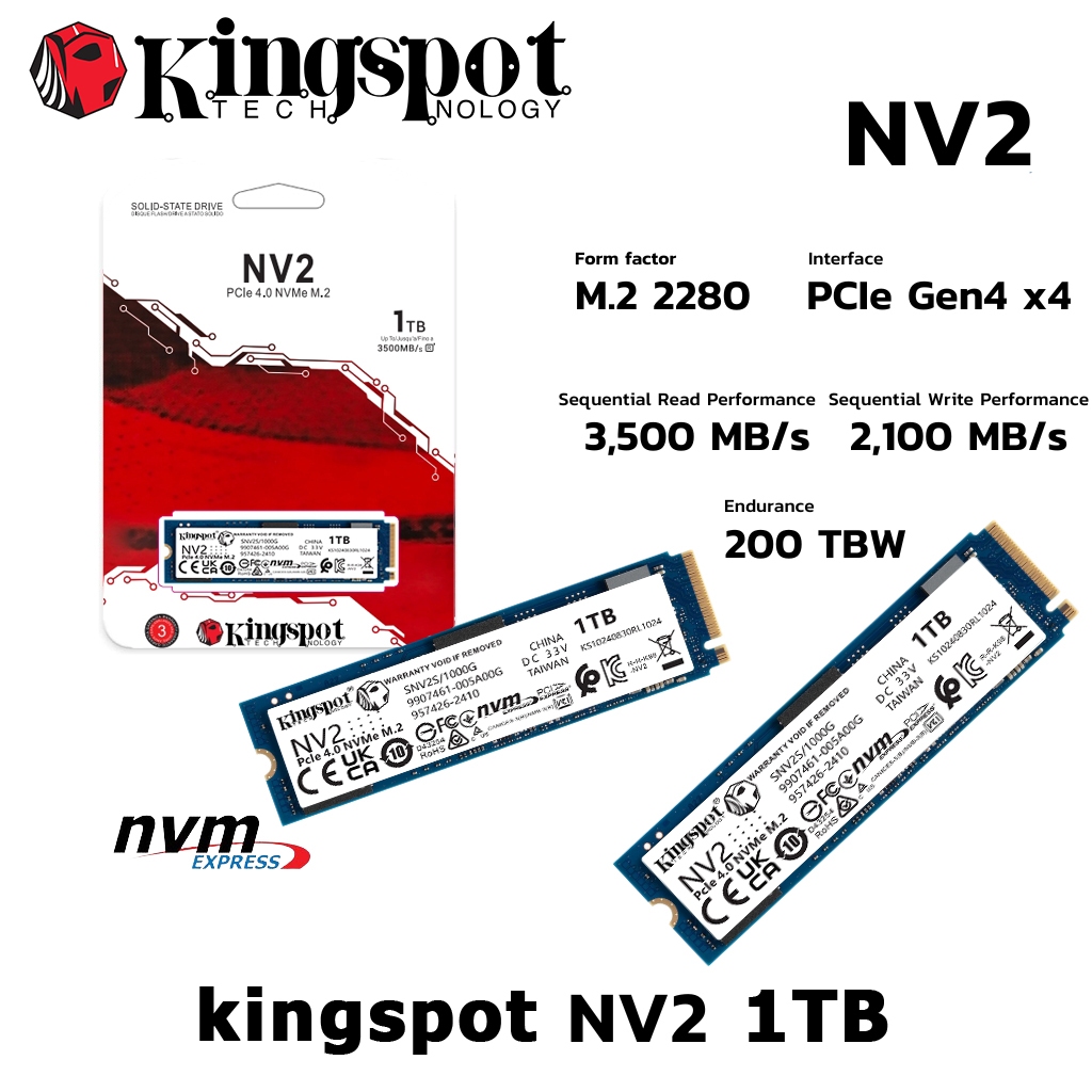 NV2 M.2 2280 NVMe Gen4 SSD (250GB/500GB/1TB/2TB/4TB) Kingspot