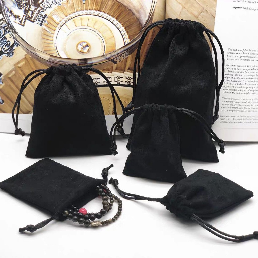 Drawstring Velvet Bag Jewellery Bag Jewelry Lucky Storage Beam Mouth Small Cloth Packaging Pouch Pendulum Bag Gift - รูปที่ 2