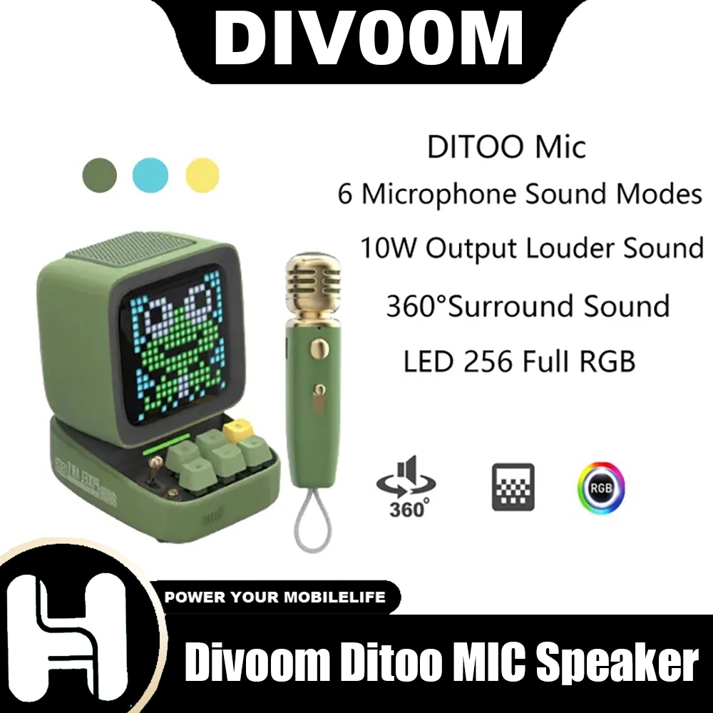 Divoom Ditoo MIC อะแดปเตอร์แปลงหน้าจอ LED ที่ตั้งโปรแกรมได้ Bluetooth Super Bass สําหรับคาราโอเกะที่