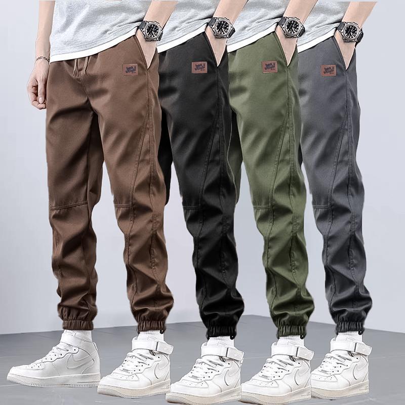 M-5XLกางเกงขายาวผู้ชาย หน้าร้อน แฟชั่น เกาหลี ทรงหลวม กีฬา เชือกรูดรัดเอว สแลคกางเกงคาร์โก้ผู้ชาย