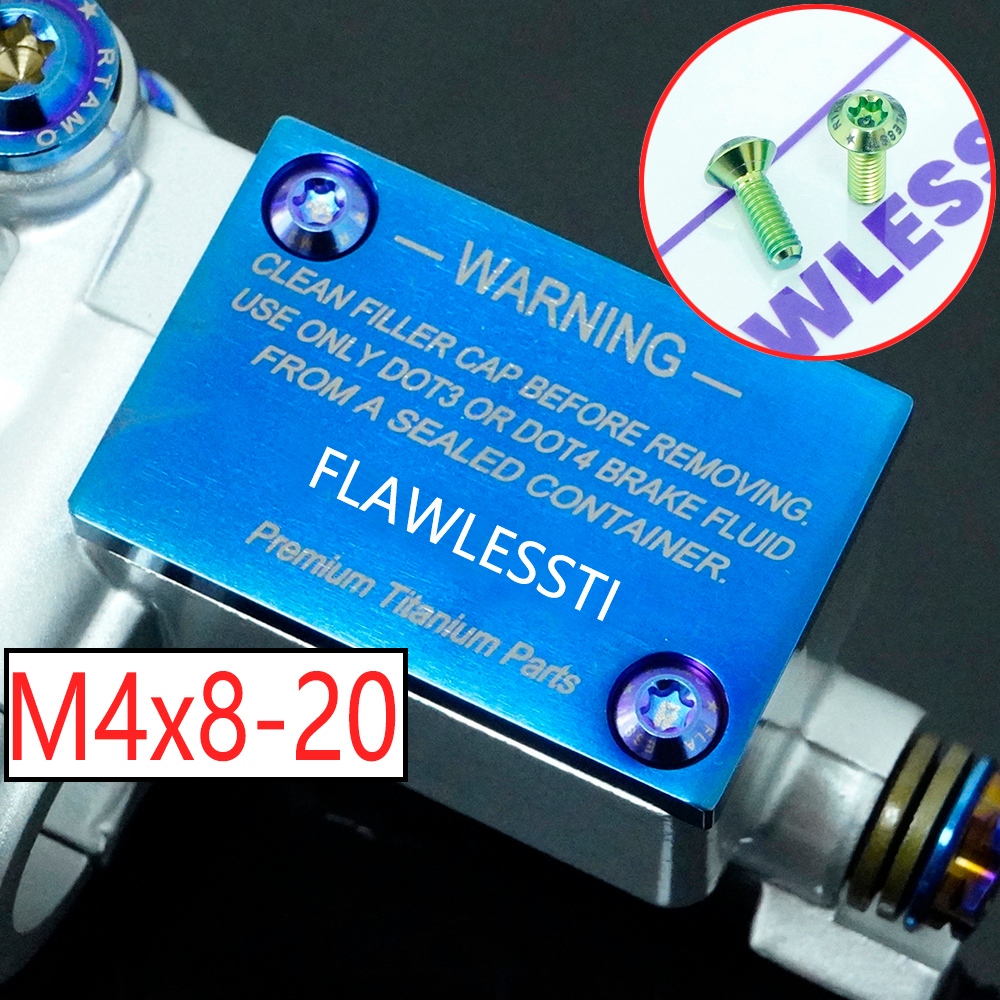 FLAWLESSTI M4x8-20 Gr5 Titanium Bolt เบรค Fluid Cap Bolt สําหรับ Forza 350 ADV 160 PCX 160 Giorno 12