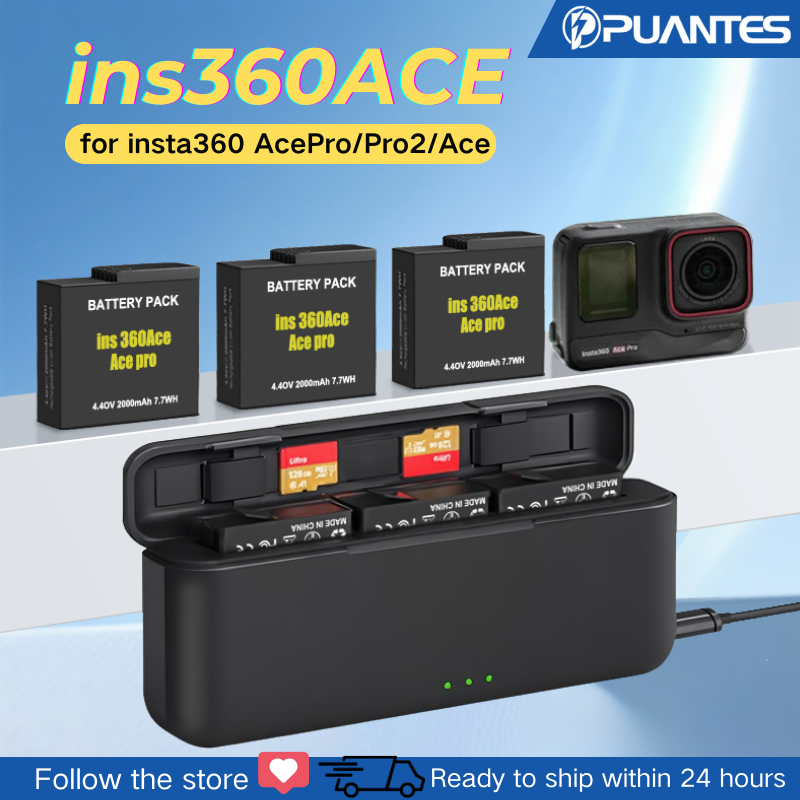 Nsta360 AcePro2 แบตเตอรี่กล้องกีฬา Ace Charger สามชาร์จเร็ว 360Acepro ชุดแบตเตอรี่ความจุขนาดใหญ่ 2000mAh ประสิทธิภาพสูงระยะยาว