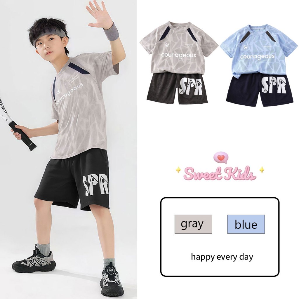 SweetKids พร้อมส่งจากกทม🌸ชุดฤดูร้อนเด็กผู้ชาย🍓ชุดบาสเกตบอลเด็ก แห้งเร็ว ระบายอากาศได้ สบาย งานสกรีนลายตัวอักษรหล่อ